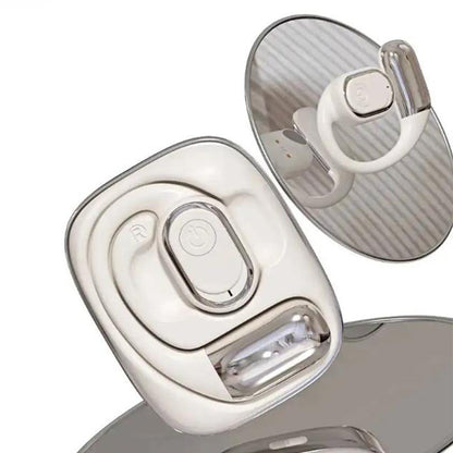 Bluetooth Open Ear Earbuds Wireless Headphones with Earhooks Air Conduction Headset with Mic for Running Workout White