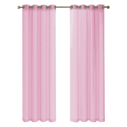 2-Panel 210x134cm Voile Curtain Window Drape Sheer Curtain with Rod-Holes Pink