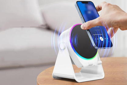 4 in 1 Wireless Speaker Bluetooth Speaker with 360 Adjustable Phone Holder-White