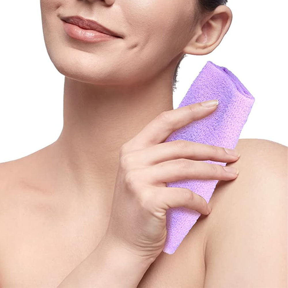2 Piece Long Back Scrubber Towel - Purple and Green