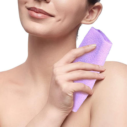 2 Piece Long Back Scrubber Towel - Purple and Green