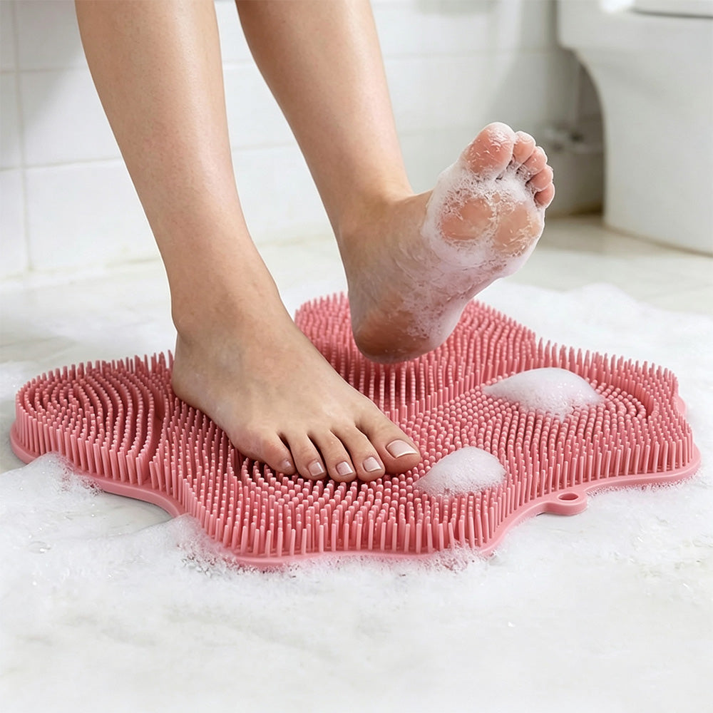 Non Slip Suction Back and Foot Cleaning Mat for Showers - Pink