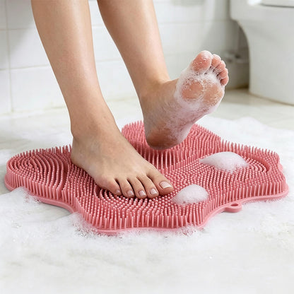 Non Slip Suction Back and Foot Cleaning Mat for Showers - Pink