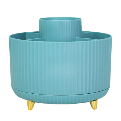 360 Degree Rotating Desk Organizer with 4 Slots For Pencil and Pen Holder-Blue