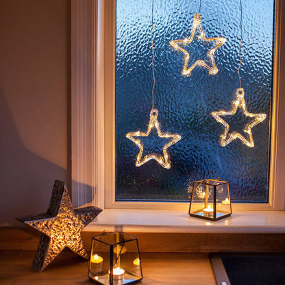 4PCS Christmas String Lights Hanging Window Indoor Outdoor Lights with Suction Cup for Xmas Party Decoration -Star