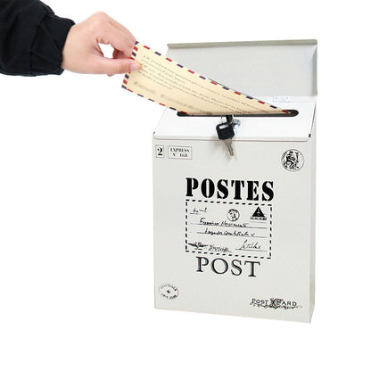 Locking Metal Mailbox Wall Mounted Key Lock Post Box Letter Box Beige