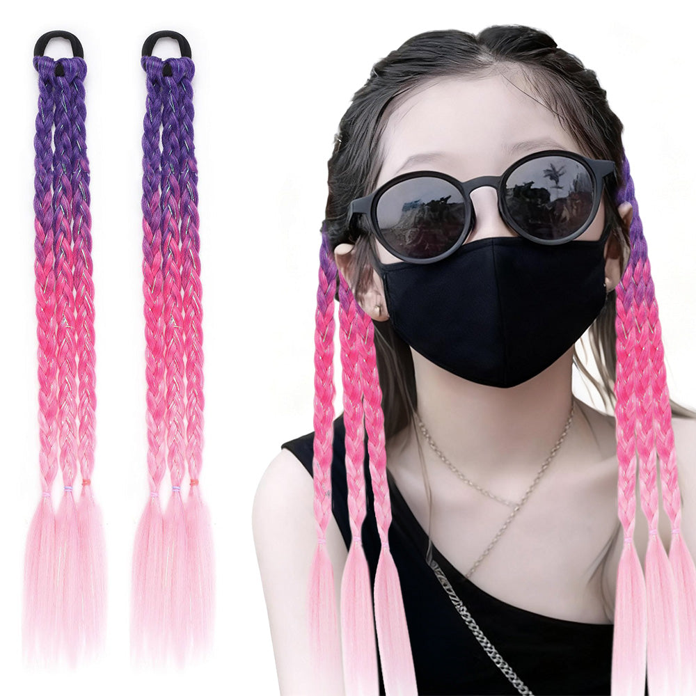 2PCS 45cm Three-Strand Braiding Hair for Wigs and Hair Extensions DIY Styling Pink