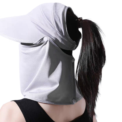 2 Pack Wide Brim Sun Shade Hat with Ponytail Hole Detachable Breathable Face Cover Neck Flap Grey Pink