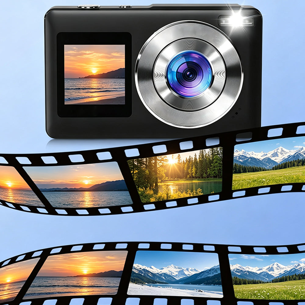 4K Digital Camera Dual Screen Selfie Camera for Vlogging - Black