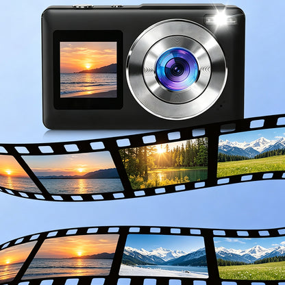 4K Digital Camera Dual Screen Selfie Camera for Vlogging - Black