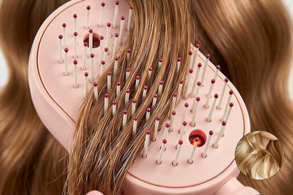 Mist Spray Cushion Comb Electric Steam Hair Brush - Pink