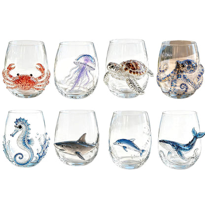 5 Piece 3D Ocean Animal Glass 350ml Borosilicate Wine Glass