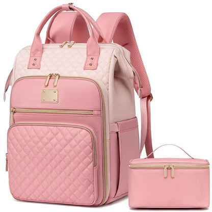2-in-1 Laptop Backpack with Lunch Bag-Pink