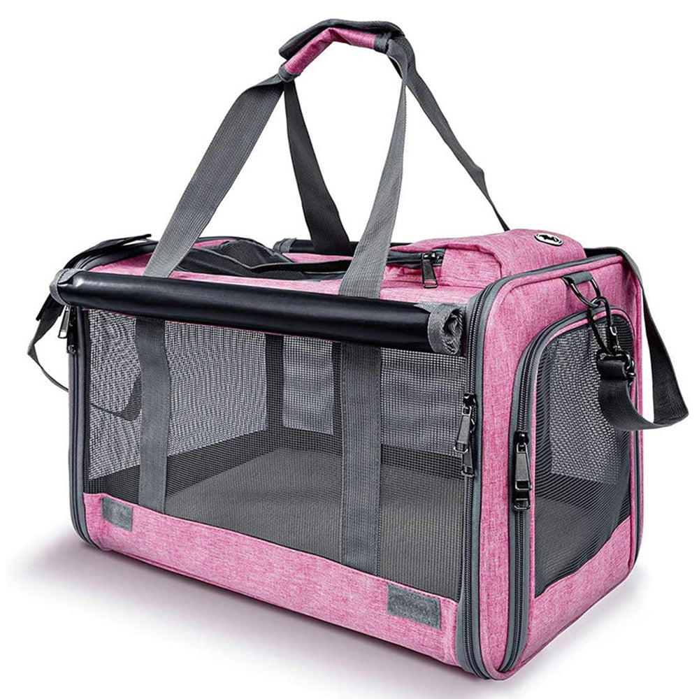 Pet Carrier for Large Cats Washable Dog Carrier Privacy Protection for Travel-pink