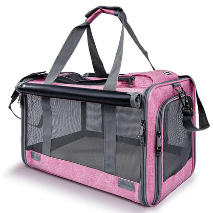Pet Carrier for Large Cats Washable Dog Carrier Privacy Protection for Travel-pink
