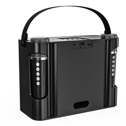 Portable Bluetooth 5.3 Speaker with 2 Wireless Microphones Home Karaoke Speaker Machine Black