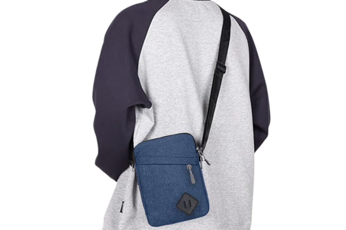 Men's Oxford Crossbody Shoulder Bag with Adjustable Strap and Multi-Pocket Messenger Design-Blue