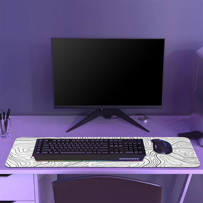 Gaming Mousepad Anti-Slip Mouse Pad Topographic Line Mouse Mat for Home and Office Black