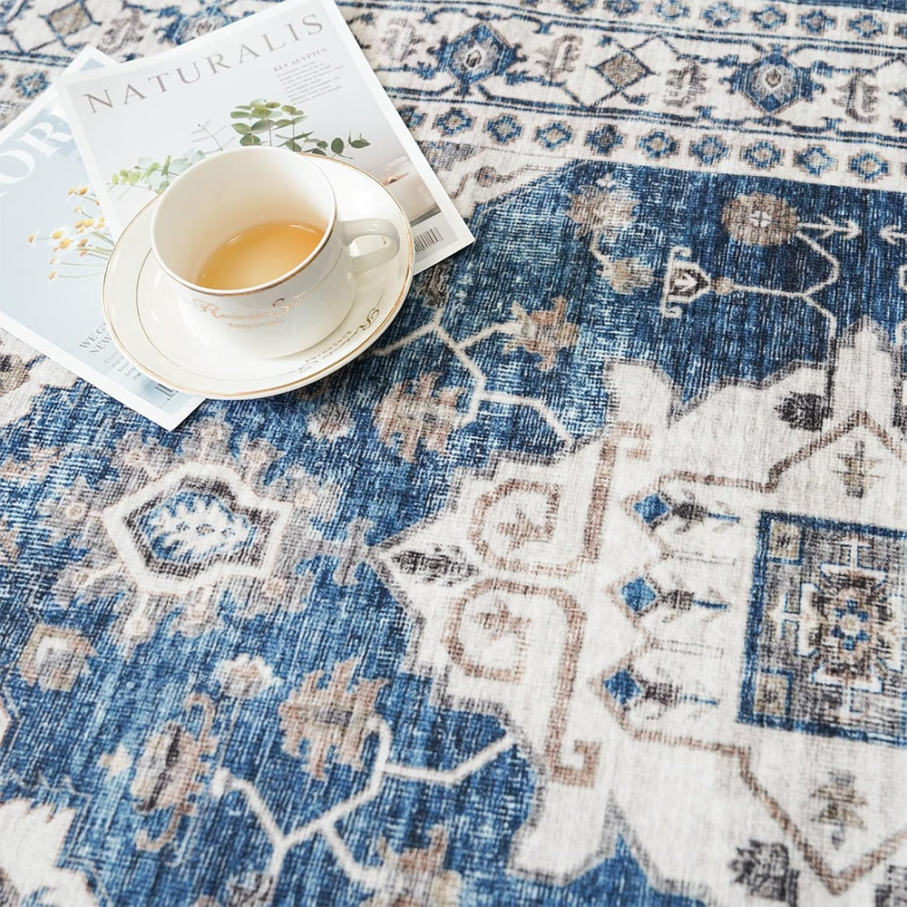 Persian Runner Rug for Hallway-Navy