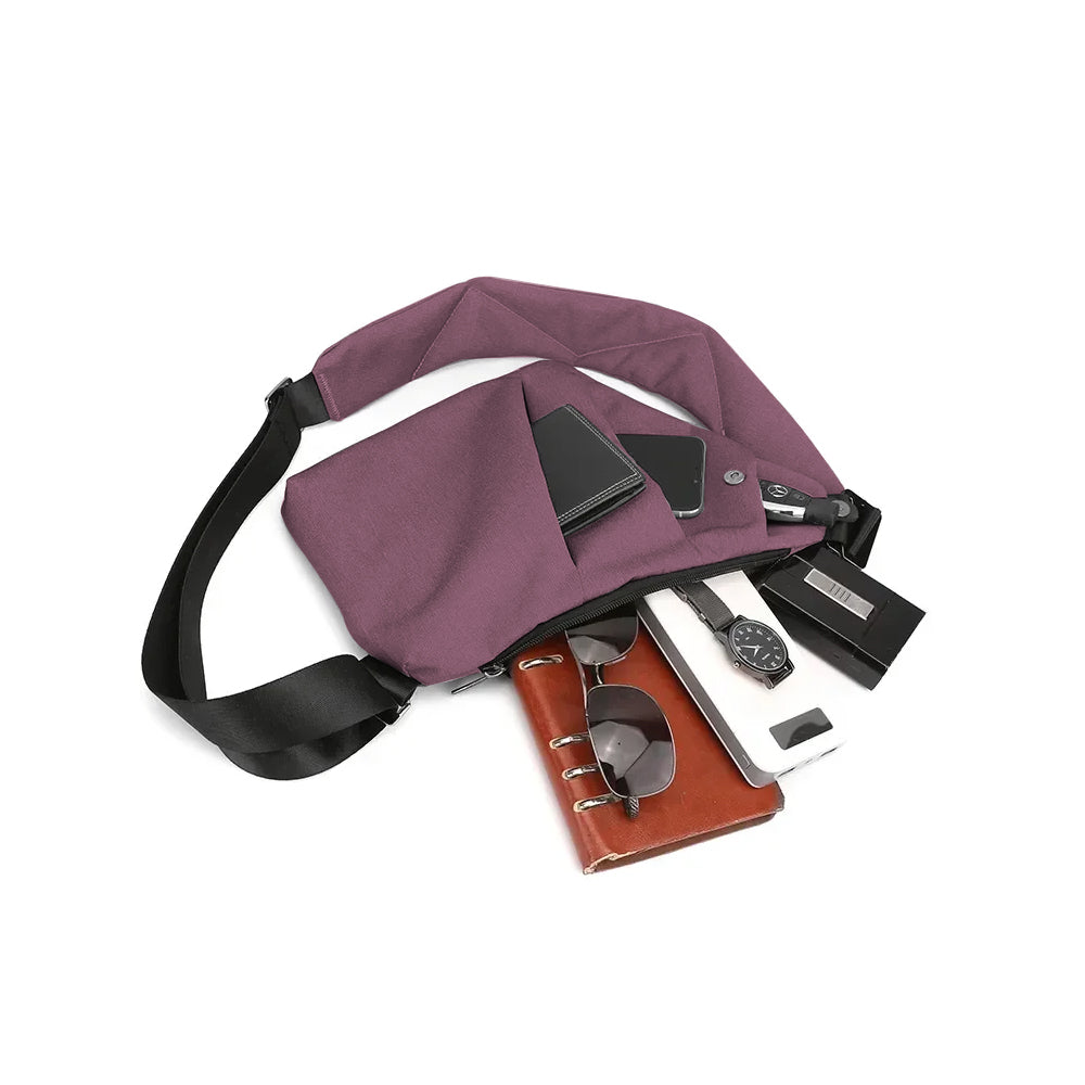 Men Anti-Theft Chest Pack Left Shoulder Sling Bag Travel Crossbody Bag Purple