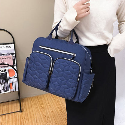 Large Mummy Bag Multi-Pocket Travel Nappy Tote Shoulder Bag Navy