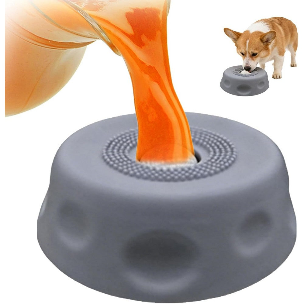 Dog Licking Bowl Slow Feeder Bowls for Yogurt Liquid Treat Interactive Dog Toys-Grey