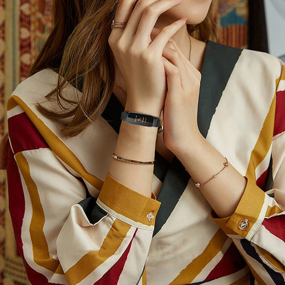 19.5cm Replacement Watch Band Adjustable Stainless Steel Watch Strap Compatible with Fitbit Inspire 3 Watch Black