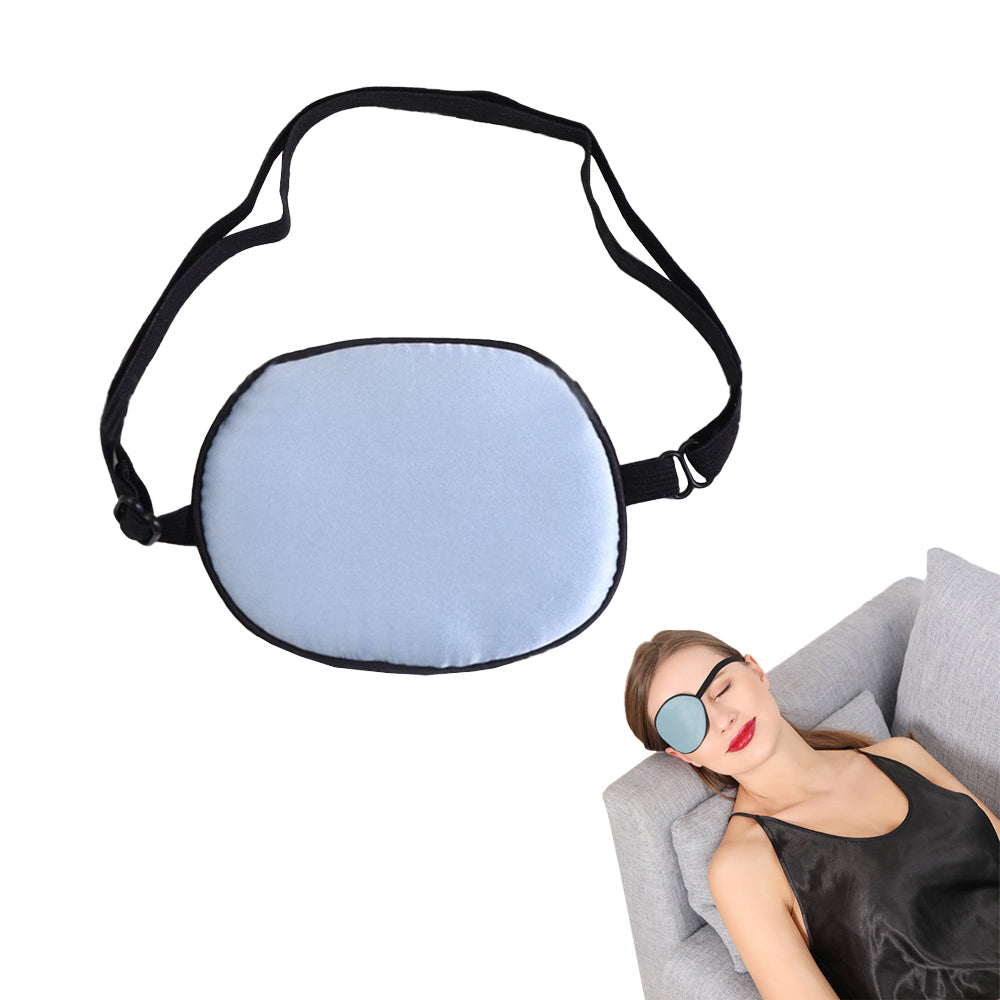 Mulberry Silk Eye Patch Elastic Amblyopia Strabismus Lazy Eye Patch Adjustable Single Eye Patch with Elastic Strap -Blue
