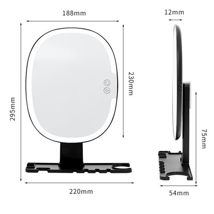 Bathroom Anti Fog Mirror with Lights Built In Shelf No Drilling Installation for Shower Room-Round