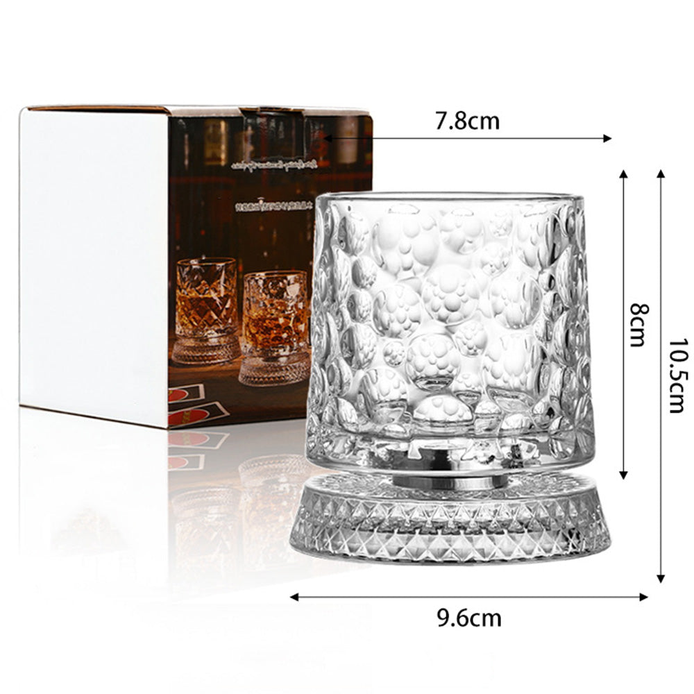 270ml Rotating Whiskey Glass Transparent Glass- Bubble Style