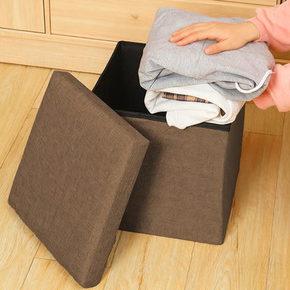 Foldable Storage Ottoman Shoe Bench with Thick Foam Lid - Coffee