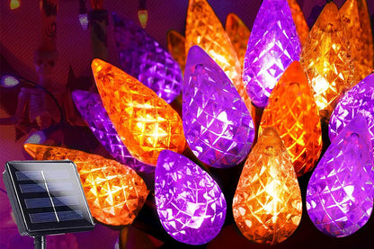 7M Solar Strawberry String Lights Waterproof Christmas Decor-Purple and Orange