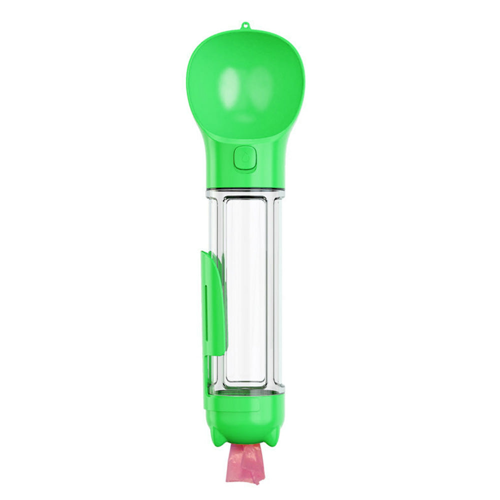 4 in 1 Pet Feeder Dog Cat Puppy Water Bottle Cup with Poop Bag Holder for Yorkie-Green