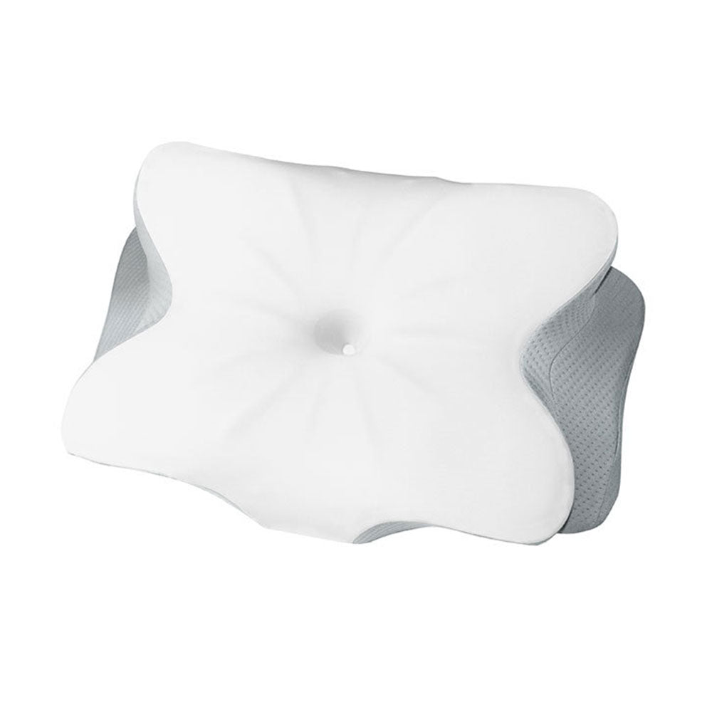 Adjustable Cervical Neck Pillow Ergonomic Memory Foam Pillow for Side Back Stomach Sleeper White and Grey