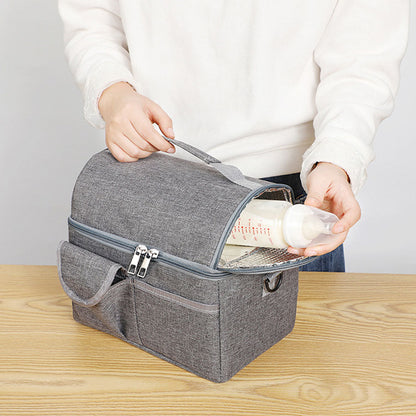 Insulated Lunch Bag Lunch Tote Lunch Box Baby Milk Carrying Bag for Work Picnic Hiking Gray