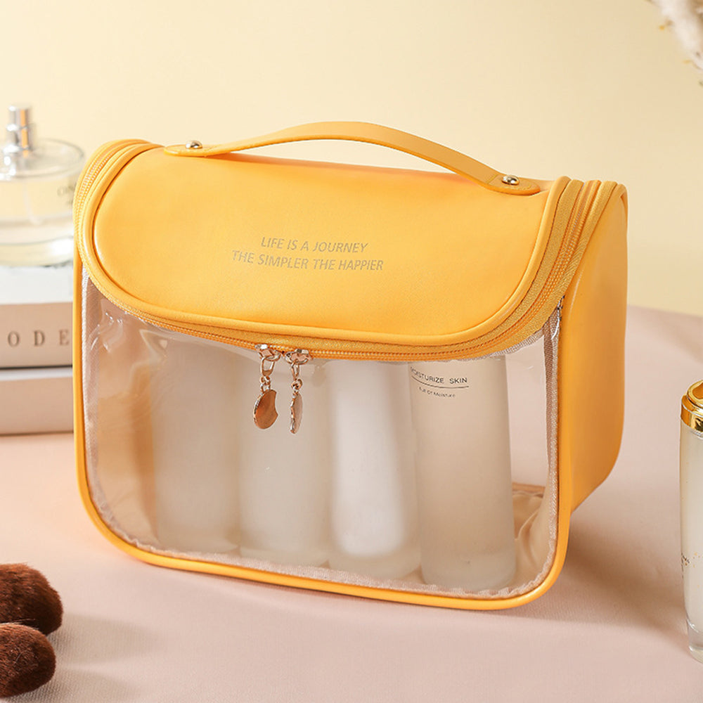 Clear Makeup Bag with Hanging Hook Toiletry Bag Traveling Accessories Organizer Yellowr