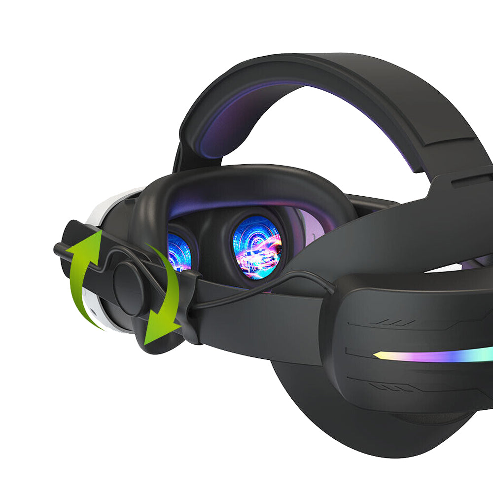 For Meta Oculus Quest 3 VR Head Strap RGB Comfort Headstrap Black