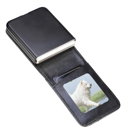 PU Wallet Card Holder Case for Samsung Galaxy Z Flip 6 7 8 with Stand - Black