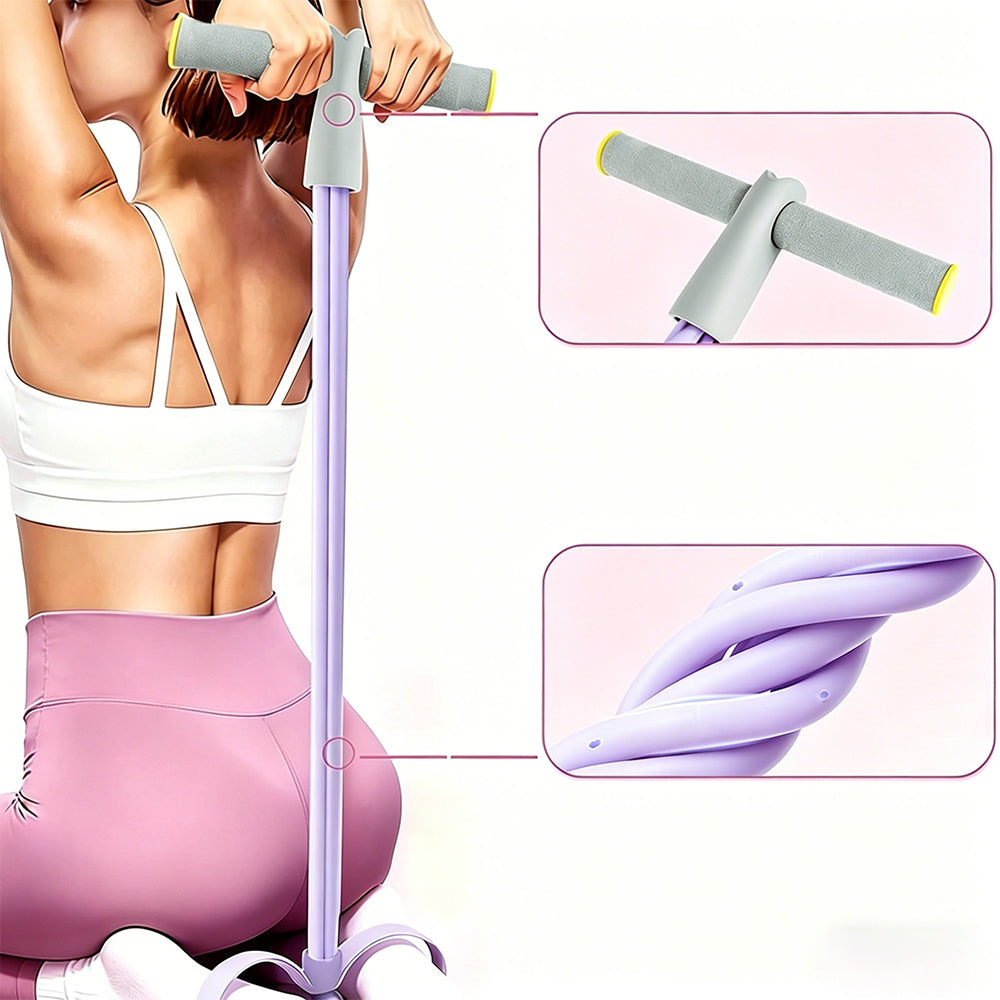 6 Tube Multifunction Pedal Resistance Band with Hand for Sit Up Home Gym Workout-Purple