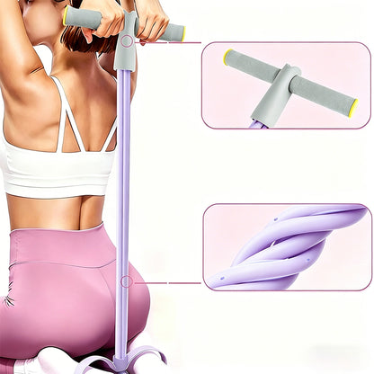 6 Tube Multifunction Pedal Resistance Band with Hand for Sit Up Home Gym Workout-Purple