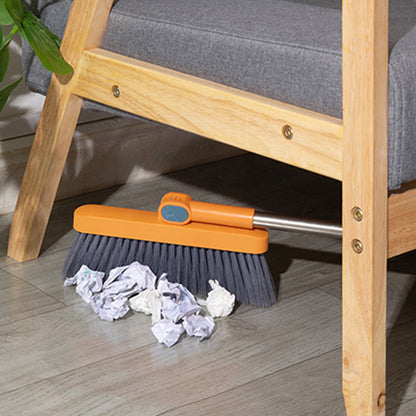 180-Degree Rotating Broom and Foldable Standing Dustpan Set with Scraper for Home Office Orange
