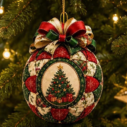 Adult Christmas Patchwork Ornament DIY Kit Xmas Fabric Ball Craft Set Christmas Tree