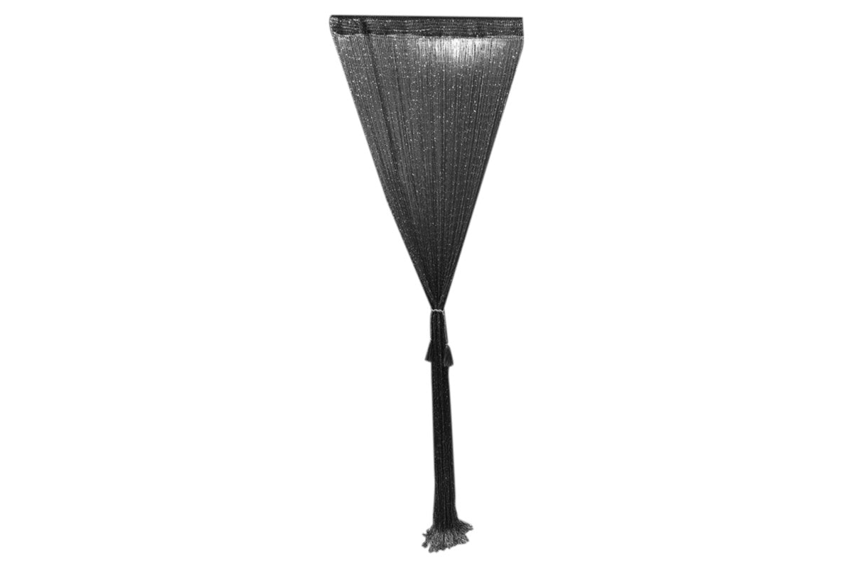 Shimmer Tassel String Door and Window Divider Curtain - Black
