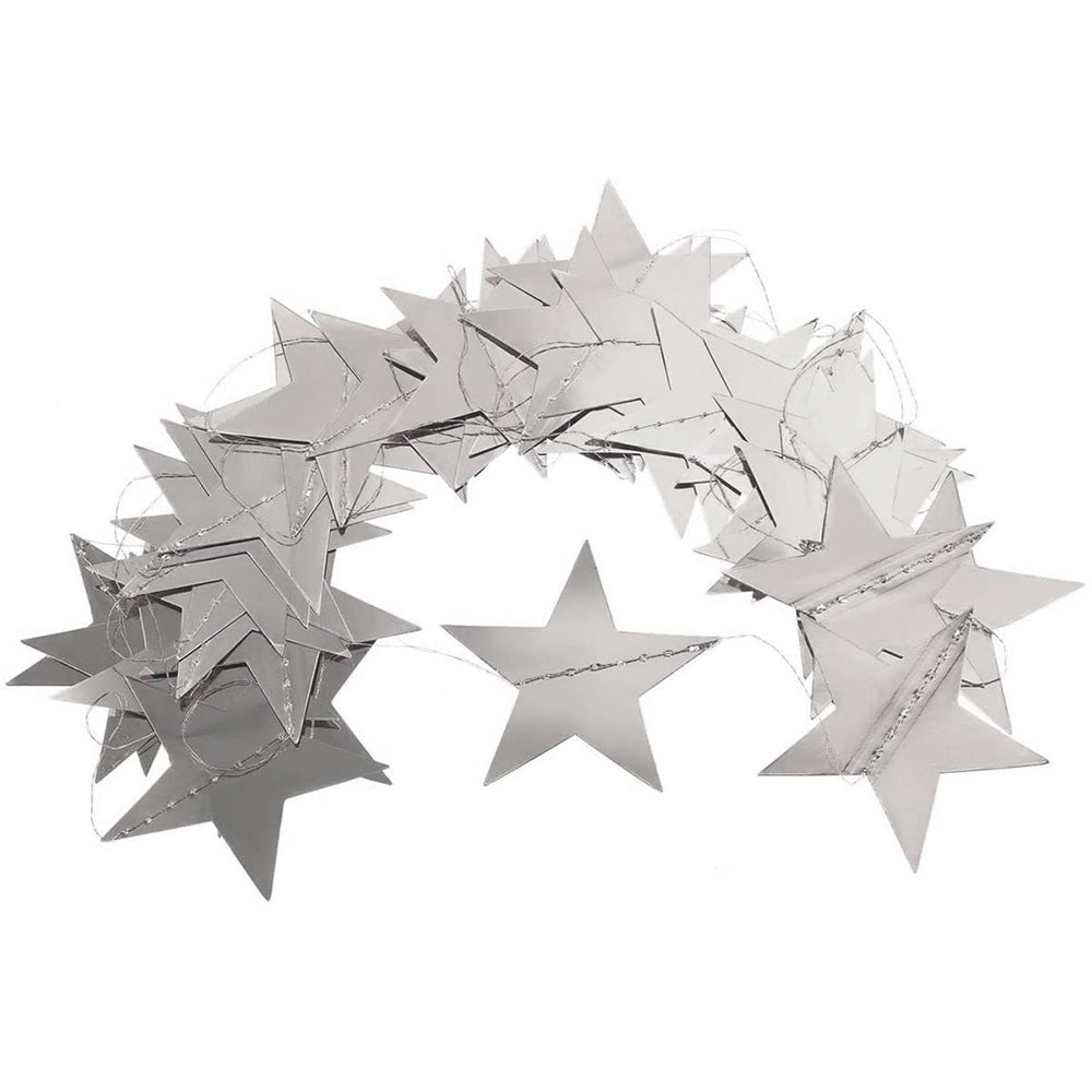 5 Pack 4m Thick Paper Star Garland Bunting Banners for Parties - Silver