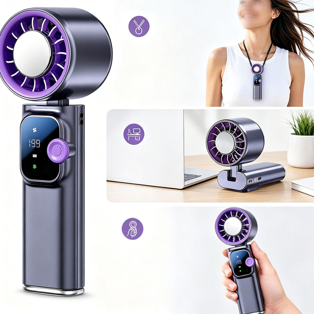 TEC Cooling Handheld Fan with 199 Speed Levels - Grey