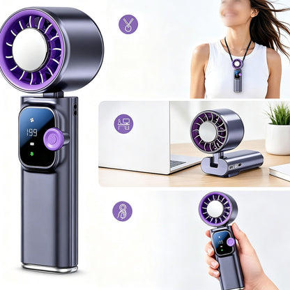 TEC Cooling Handheld Fan with 199 Speed Levels - Grey