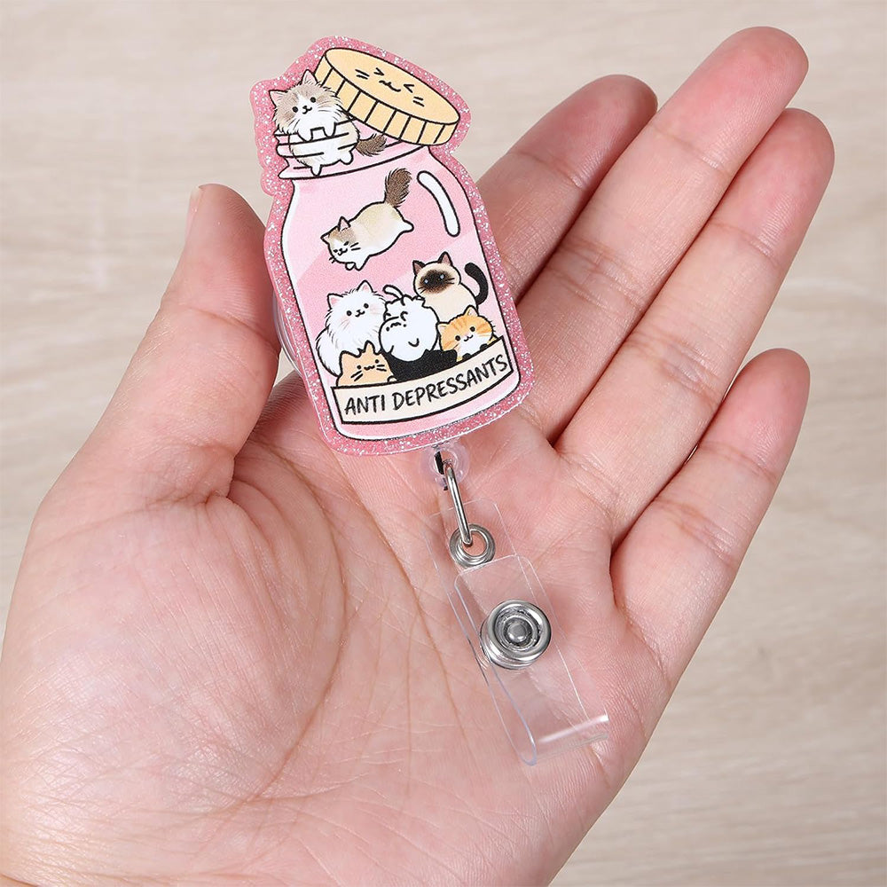 Retractable Badge Reel Cute Badge Clip - Cat