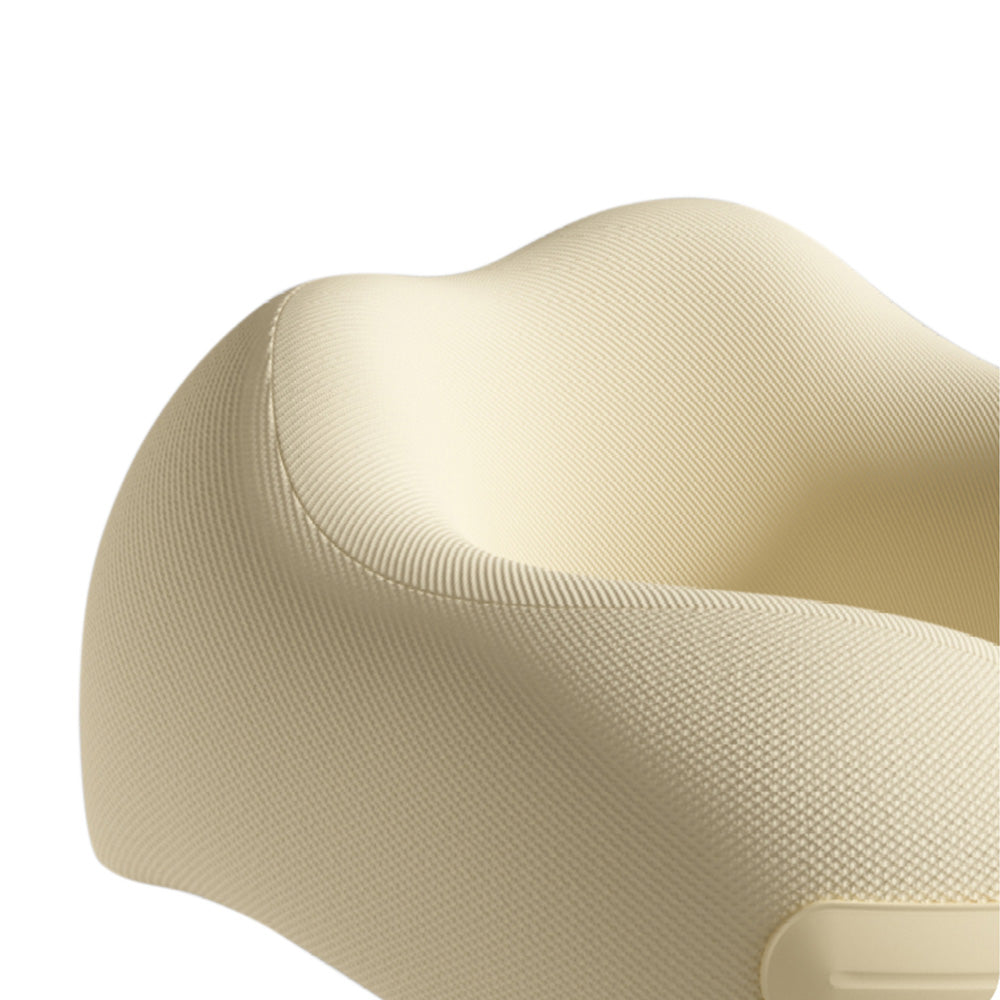 Memory Foam Travel Pillow Neck Support Pillow with Storage Case Beige