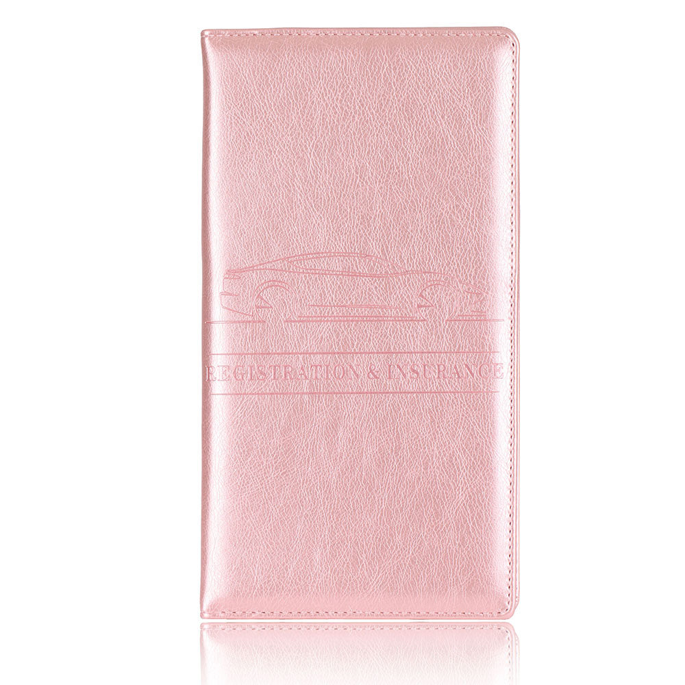 Car Registration and Insurance Card Holder Vehicle License Document Organizer Rose Gold