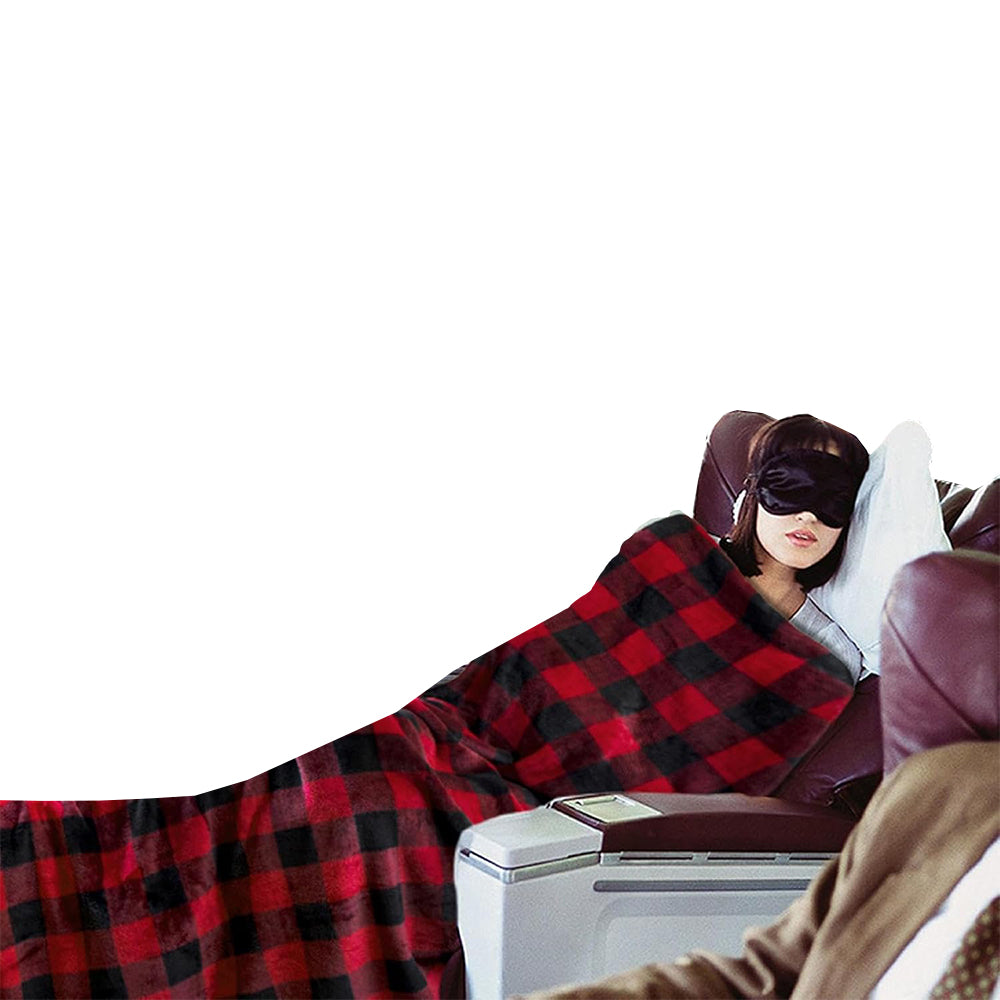 3-in-1 Travel Plane Shawl Blanket Multi-Functional Pillow Cloak Red